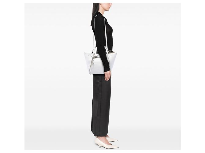 Céline Celine Big Bag in pelle di vitello a grana morbida bianca, piccola Bianco - vista 6
