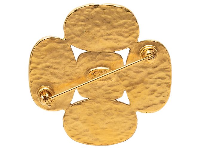 Spilla Chanel Gold CC Placcata Oro Gripoix Clover D'oro - vista 2