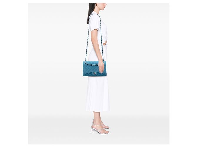 Chanel Blue Jumbo Classic Caviar Double Flap - vista 7