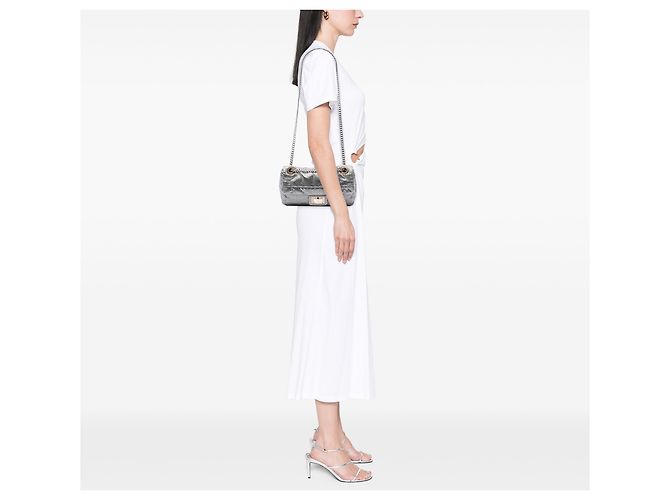 Chanel Silver Medium Reissue Perforated Calfskin Drill Flap Argento - vista 7