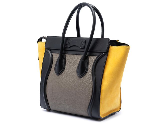 Luggage Céline Borsa Tote Celine Brown Micro Tricolor in pelle Marrone Cachi - vista 2
