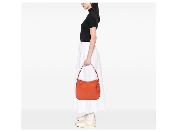 Borsa a Spalla Prada Orange Saffiano Lux Arancione - vista 6