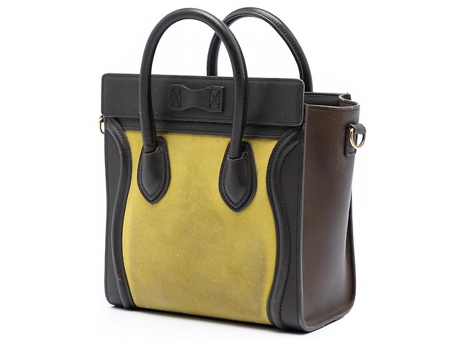 Céline Borsa Celine Yellow Nano Tricolor Leather Luggage Tote - vista 2