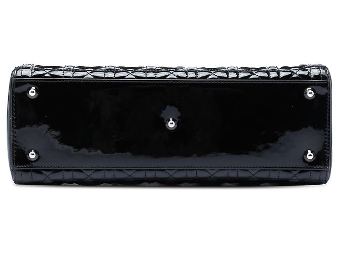Dior Black Large Patent Cannage Lady Dior Nero - vista 3