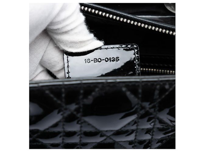 Dior Black Large Patent Cannage Lady Dior Nero - vista 6