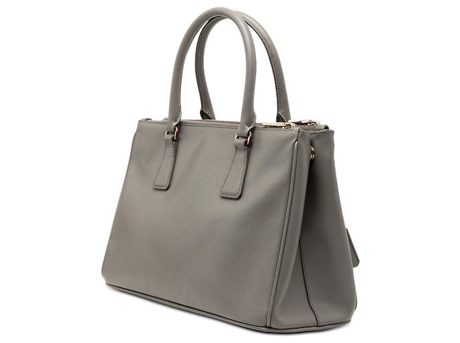 Borsa Satchel Prada Gray Medium Saffiano Lux Galleria Double Zip Marrone - vista 2