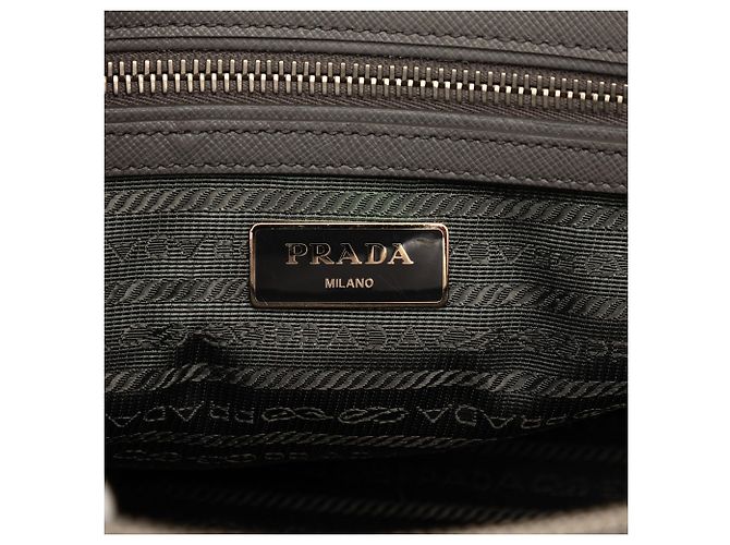 Borsa Satchel Prada Gray Medium Saffiano Lux Galleria Double Zip Marrone - vista 5