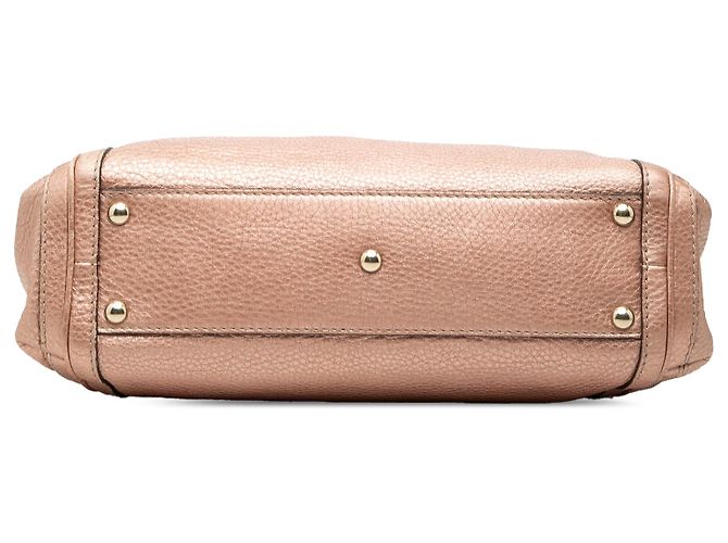 Borsa Bella in pelle di vitello granulata metallizzata rosa Gucci - vista 3