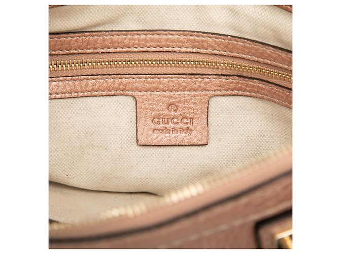 Borsa Bella in pelle di vitello granulata metallizzata rosa Gucci - vista 5