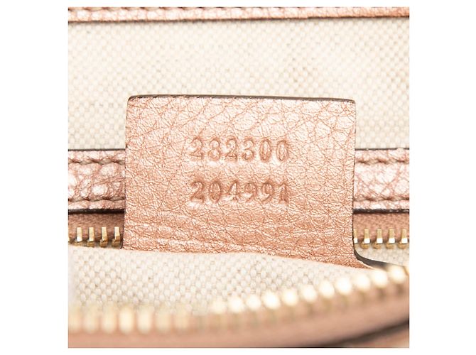 Borsa Bella in pelle di vitello granulata metallizzata rosa Gucci - vista 6