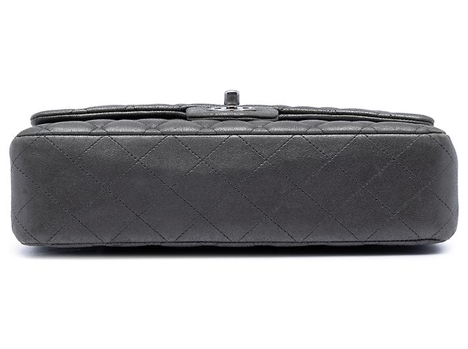 Chanel Gray Medium Classic Iridescent Lambskin Double Flap Marrone Grigio antracite - vista 3