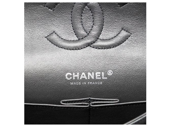 Chanel Gray Medium Classic Iridescent Lambskin Double Flap Marrone Grigio antracite - vista 5