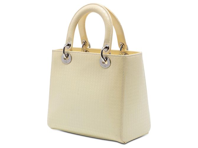 Dior Blanco Medium Patent Microcannage Lady Dior Crudo - vista 2