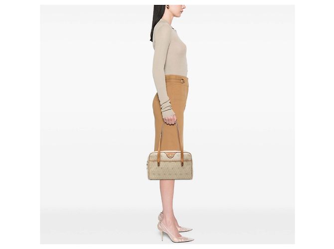 Borsa a tracolla Dior in tela rivestita beige honeycomb - vista 6