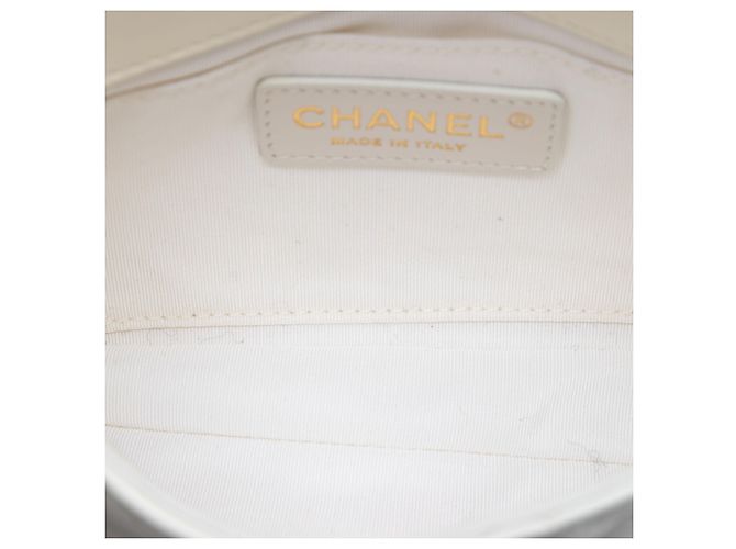 Chanel White CC Quilted Lambskin Side Packs Flap Blanco - vista 4