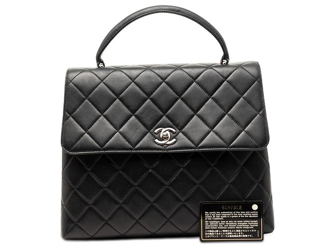 Borsa Chanel Black Quilted Lambskin Kelly Top Handle Bag Nero - vista 9