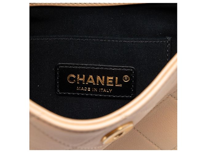 Chanel Beige Small Quilted Calfskin About Pearls Hobo - vista 5