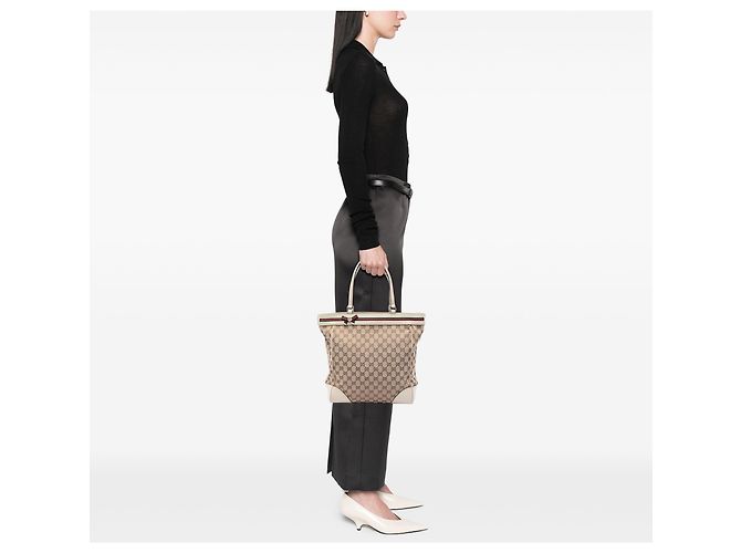 Gucci Mayfair Tote aus beigem GG Canvas - Ansicht 6