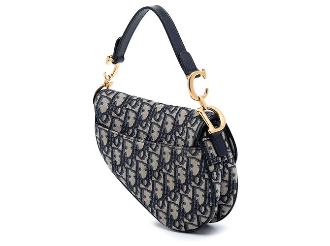 Borsa Saddle in tela Oblique blu mini Dior Blu navy - vista 2