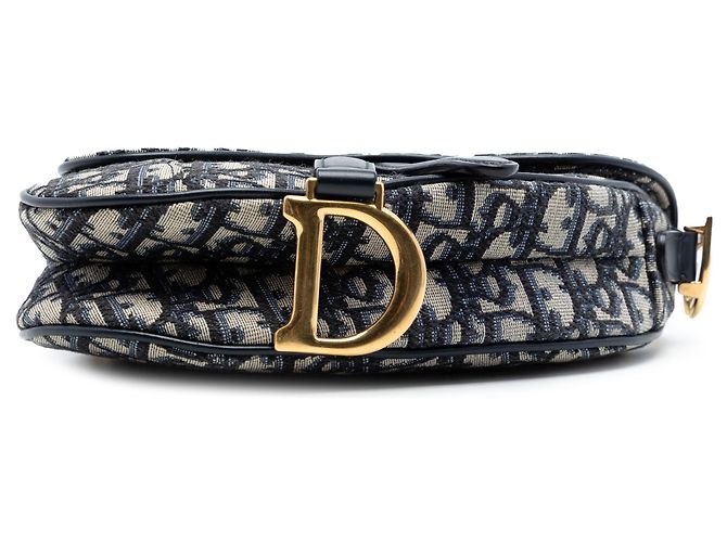 Borsa Saddle in tela Oblique blu mini Dior Blu navy - vista 3