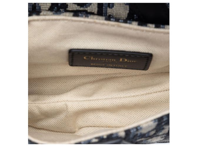 Borsa Saddle in tela Oblique blu mini Dior Blu navy - vista 4