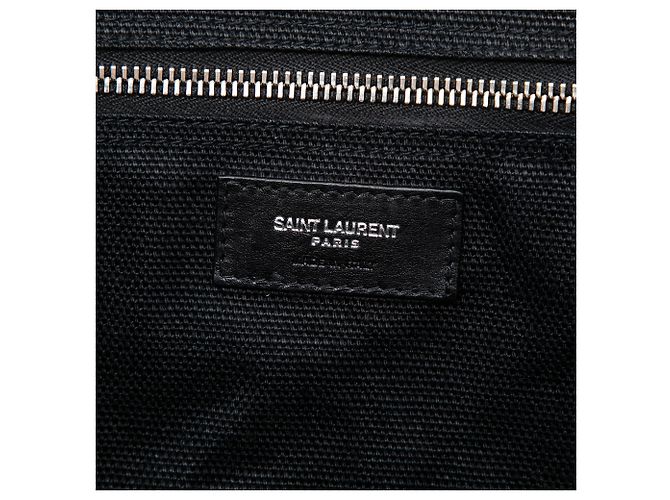 Saint Laurent White Linen Rive Gauche North South Tote Weiß Roh - Ansicht 5