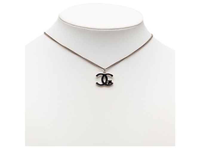 Collana con pendente Chanel Silver CC Brass Strass Argento - vista 6