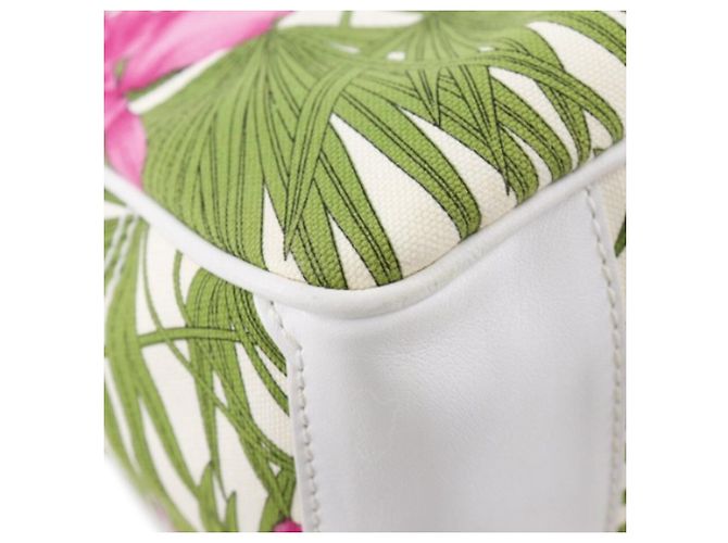 Céline Borsa Boogie in tela bianca con stampa botanica Celine Bianco - vista 11