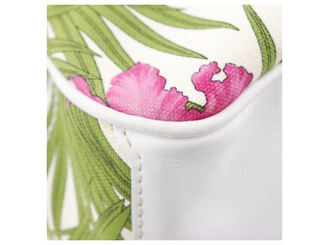 Céline Borsa Boogie in tela bianca con stampa botanica Celine Bianco - vista 13