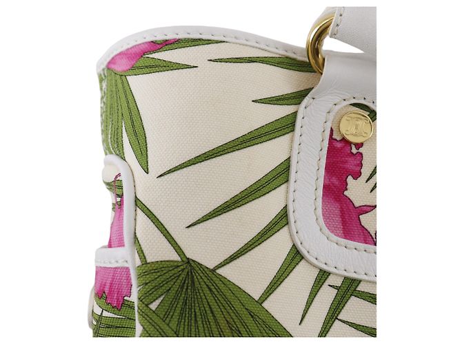 Céline Borsa Boogie in tela bianca con stampa botanica Celine Bianco - vista 16