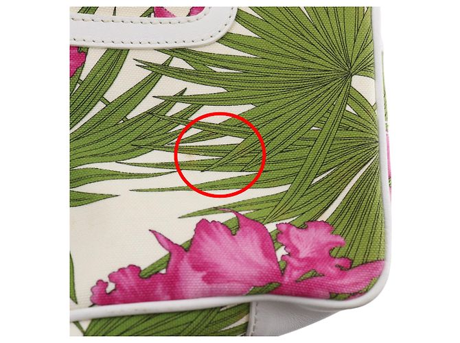 Céline Borsa Boogie in tela bianca con stampa botanica Celine Bianco - vista 19