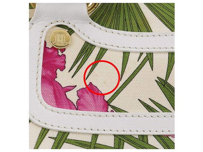 Céline Borsa Boogie in tela bianca con stampa botanica Celine Bianco - vista 20