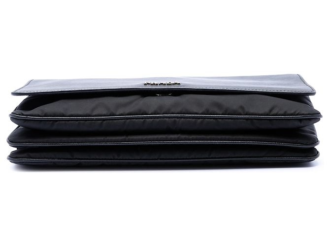 Bolsa transversal Prada Black Saffiano Lux e Tessuto com corrente Preto - vista 3