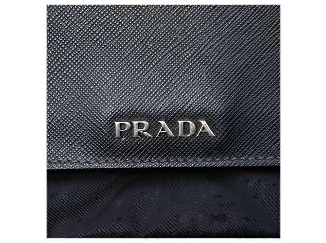 Bolsa transversal Prada Black Saffiano Lux e Tessuto com corrente Preto - vista 5