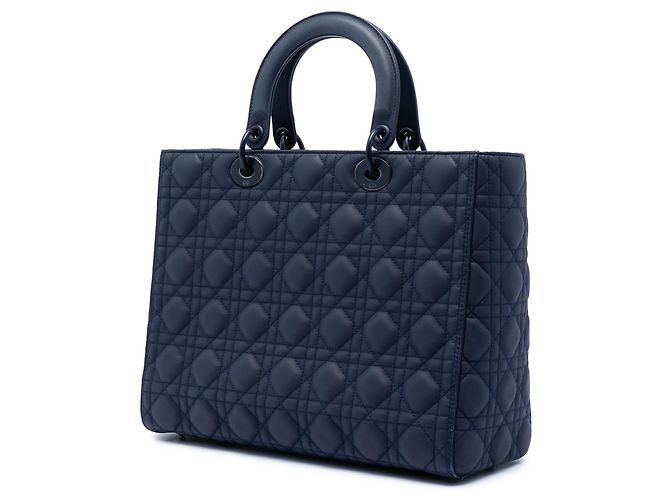 Lady Dior in pelle di vitello ultra opaca cannage blu Dior Large Blu navy - vista 2