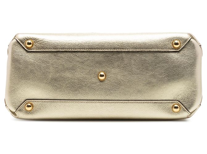 Borsa a tracolla Burberry Gold Medium in pelle metallizzata e House Check D'oro - vista 3