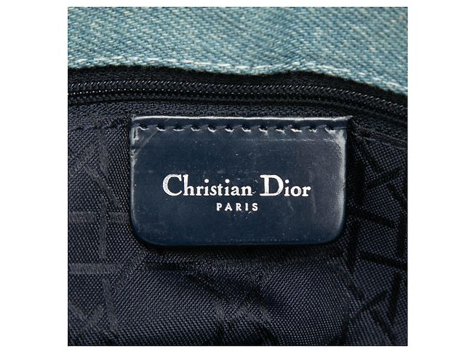 Lady Dior em denim azul grande com alças de acrílico Cannage Azul claro - vista 5