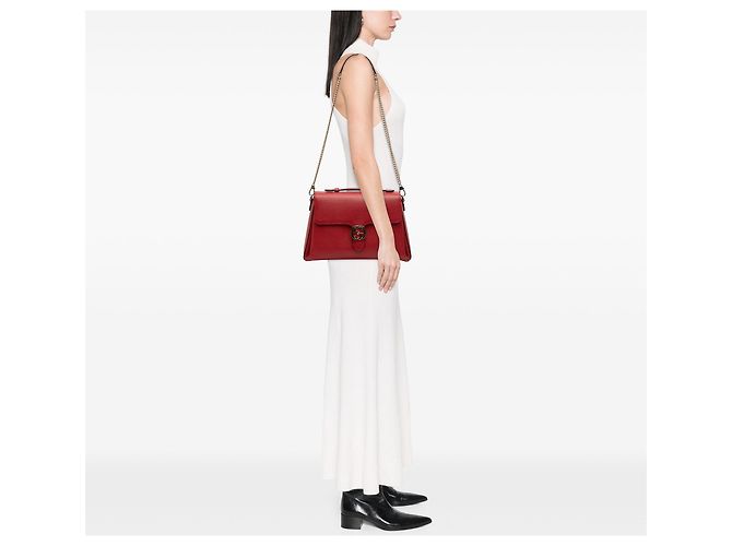 Borsa Gucci Red Medium Dollar Calf Interlocking G Rosso - vista 10