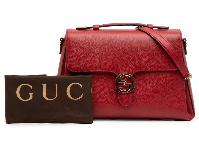 Borsa Gucci Red Medium Dollar Calf Interlocking G Rosso - vista 11