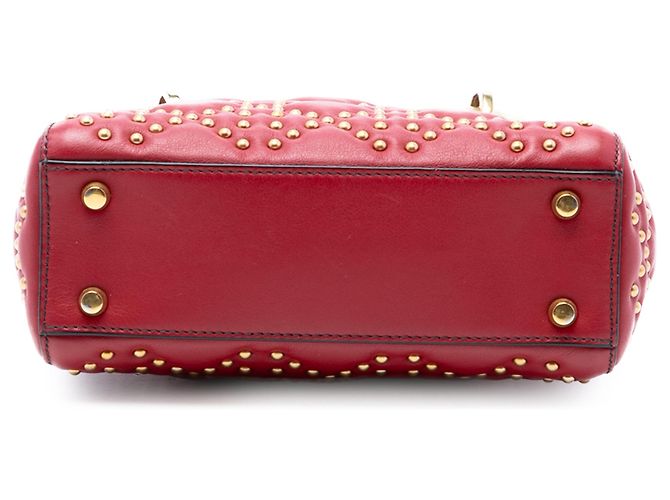 Lady Dior Supple in agnello rosso mini con cannage e borchie - vista 3