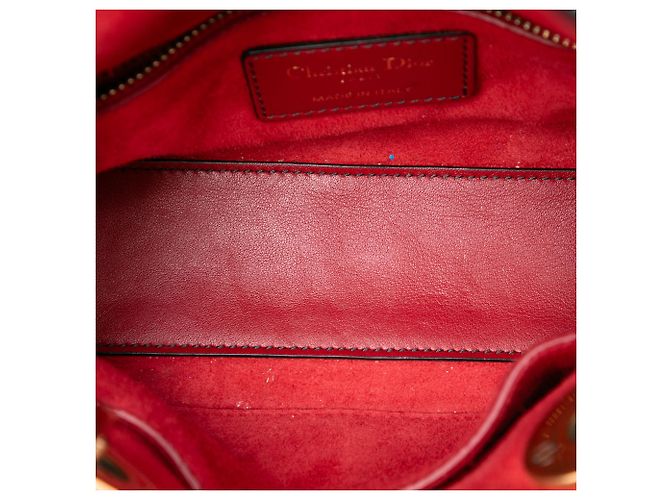 Lady Dior Supple in agnello rosso mini con cannage e borchie - vista 4