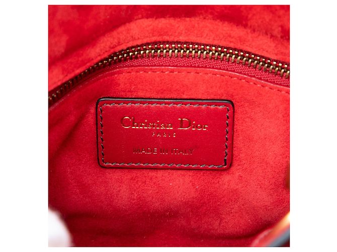 Lady Dior Supple in agnello rosso mini con cannage e borchie - vista 5