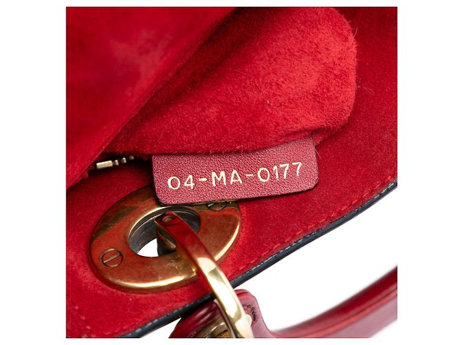 Lady Dior Supple in agnello rosso mini con cannage e borchie - vista 6