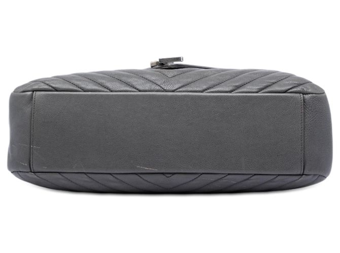 Saint Laurent College Satchel aus grauem Chevron-Schafsleder mit Monogramm Large - Ansicht 3