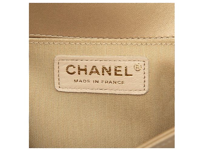 Chanel Boy Flap en agneau métallisé tressé marron Old Medium Marron clair - vue 5