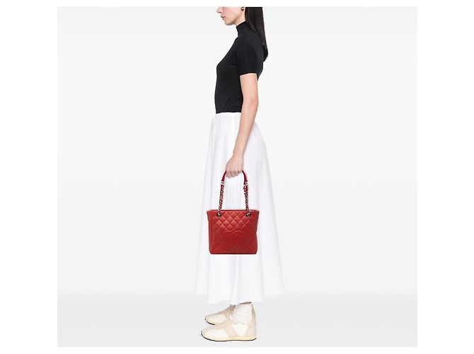 Tote Shopping Petite in Caviar Rosso Chanel - vista 7