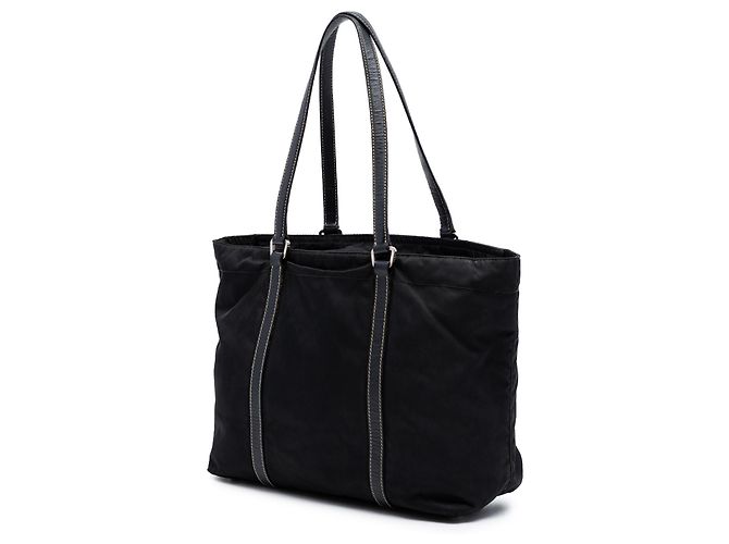 Prada Black Saffiano Trimmed Tessuto Tote Schwarz - Ansicht 2