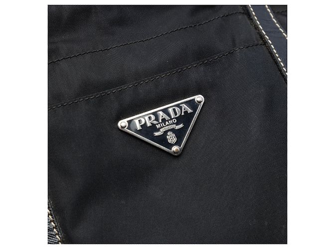 Prada Black Saffiano Trimmed Tessuto Tote Schwarz - Ansicht 5