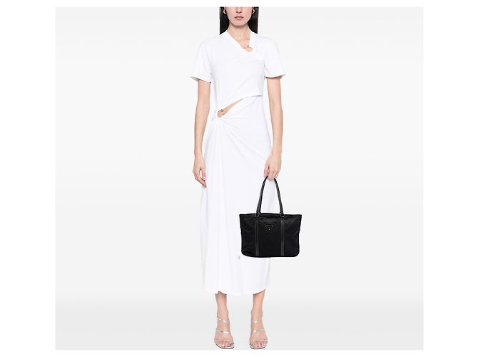 Prada Black Saffiano Trimmed Tessuto Tote Schwarz - Ansicht 6