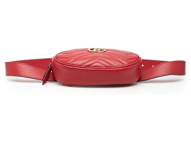 Borsa cintura Gucci Red GG Marmont in pelle di vitello matelassé Rosso - vista 3